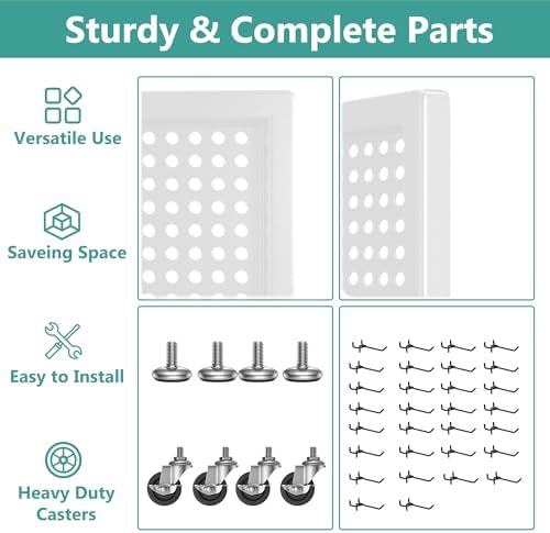 Peg Board Display Stand with Extra 32 Hooks 24" X70” Pegboard - Image 5
