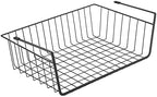 Under Shelf Basket, 6PCS Hanging Storage Basket for Pantry Cupboard Laundry Room Slide-in Baskets Organizer for Kitchen Counter Desk Bookshelf, Space Saving, Easy to Install, Black - Image 2