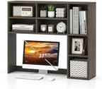 DREAMADE Desk Hutch, 37" Wooden Desktop Bookshelf with 7 Cubes, Grey Oak by DREAMADE