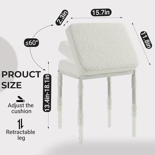 TIOPGHAD Adjustable Ottoman Pouf, 60 Degree Tilt Footrest, Beige Fleece - Image 2