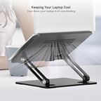 BoYata Laptop Stand, Adjustable Metal Desktop Riser, Up to 15 Inches, Black - Image 6