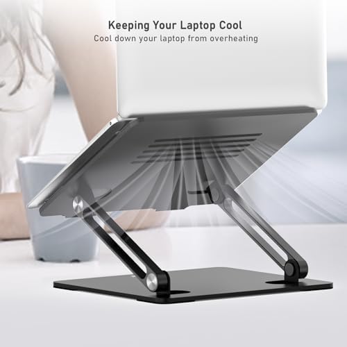 BoYata Laptop Stand, Adjustable Metal Desktop Riser, Up to 15 Inches, Black - Image 6