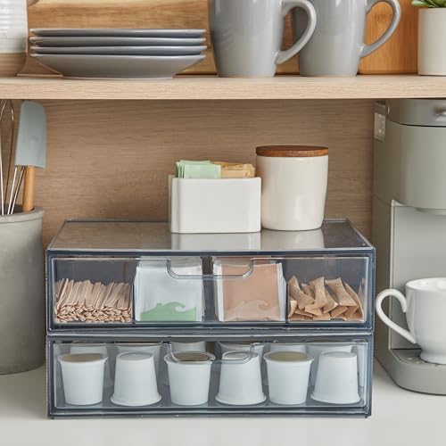 STORi STAX Plastic Stackable Organizer Drawers (Set of 2) Classic Grey | 12.5" Wide | Set Includes One Open Drawer & One Divided Drawer | Organize Office Desk Accessories & Sort Paper | Made in USA - Image 5