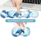 Keyboard Mouse Pad Set, Extended Gaming Mouse Pad+Ergonomics Keyboard Wrist Rest Support, Memory Foam, Easy Typing Pain Relief, 4Pcs XL Ultra Thick Desk Mat,Colorful Sea Turtle - Image 4