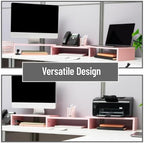 Mind Reader Dual Monitor Stand, Desktop Organizer, Laptop Riser, Office, MDF, 51.25"L x 9.25"W x 4.75"H, Pink - Image 7