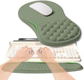2-in-1 Ergonomic Set, Wave Rise Keyboard Wrist Rest and Massage Bulge Slope Mouse Pad Wrist Support, Cushion Memory Foam Integrated to Relieve Wrist Pain, Olive Green by KUOSGM