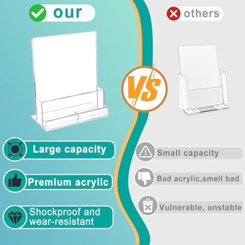 2 Pack Acrylic Brochure Holder 8.5 x 11 Inch with Business Card Holder, Clear Acrylic Brochure Holders Plastic Flyer Display Stand for Magazine, Pamphlet, Booklets, Menu, Journals, Literature - Image 4