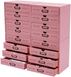 4PCS Vintage Wooden Drawer Organizer, 16-Drawer Stackable Storage Cabinet by Unknown