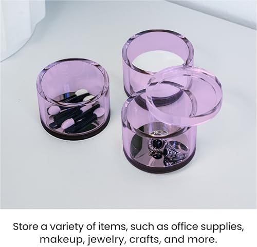 OfficeGoods 3-Tier Stackable Acrylic Holder, Purple with Silver Base - Image 3