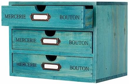Small Wooden Drawers Wooden Box with Drawer Blue by PACKGILO