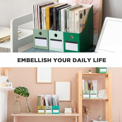 Jutom 48 Sets Cardboard Magazine Holders with Labels for School,Green - Image 6