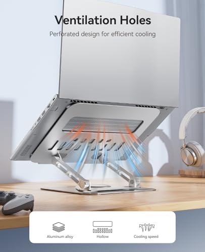 ORICO Adjustable Laptop Stand for Desk, 360° Rotating Base, ST12-Silver - Image 4