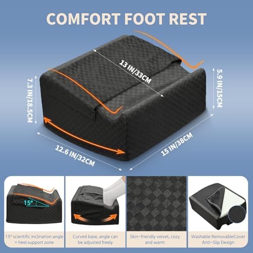 Under Desk Footrest with Rocking Base & Warming Cover, Black Check - Image 4