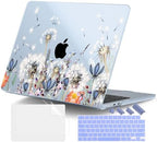 DONGKE for MacBook Air 13 Inch Case M5 2026 M4 2025 M3 M2 2024-2022 A3449 A3240 A3113 A2681, Plastic Hard Shell & Keyboard Cover & Screen Film for MacBook Air 13.6 Inch Case - Dandelion by DONGKE