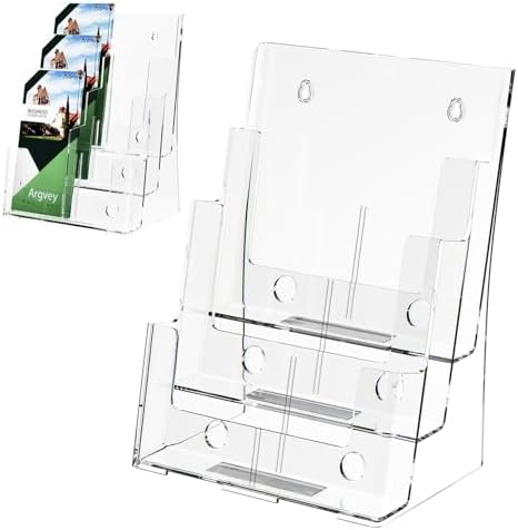 3-Tier Brochure Holder 8.5x11, Desktop Literature & File Organizer, 2-Pack by Argvey