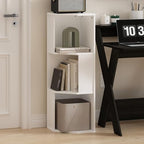 Furinno ECON Corner Shelf, 3-Tier Corner Book Shelf, Standing Storage Shelves, Cube Display Rack, Bookshelf, for Organization and Storage, Living Room, Home Office, Plain White - Image 2