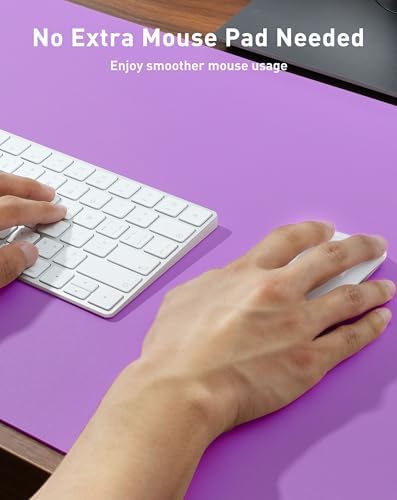 Aothia Faux Leather Desk Mat - Large Mouse Pad, Non-Slip PU Leather Blotter, Waterproof Writing Surface for Office and Home (Iris Violet, 63" x 17") - Image 4