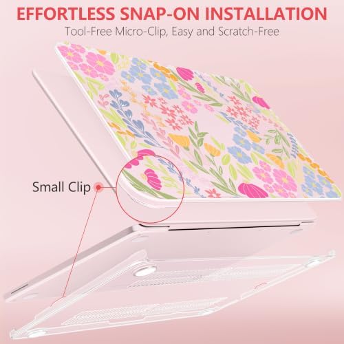for MacBook Neo 13 inch Case 2026 (Model A3404, A18 Pro) Precision Fit & Scratch Unique Design Hard Shell, Keyboard Cover, Trackpad Protector, 2 OTG Adapter, for Women Cute, Spring Floral - Image 3