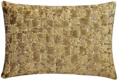 The HomeCentric Gold Pack of 2,12"x24" (30x60 cm) Lumbar Pillow Cover, Velvet Sequins & Animal Oblong Pillow, Animal Pattern Modern Style - Gold Beast by TheHomeCentric