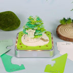 3D Memo Pad Time Piece Calendar 2027, 3D Tear-Off Art Desk Calendar 2027, Creative 3D Memo Pad Paper Art Tree House DIY Paper Carving Decoration (Tree House - Green) - Image 2
