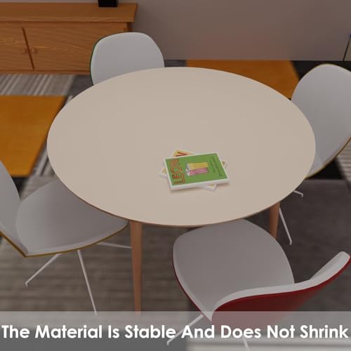 Round Table Cover - Can Be Used On Both Sides Waterproof and Easy to Clean Good Flatness Used for Dining Table(Light Beige+Light Gray Dia.42Inch) - Image 6