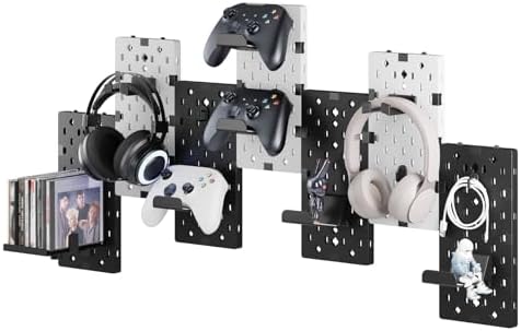 PEGZONE Controller and Headphone Holder Wall Mount, 7pcs, Black & White by Pegzone