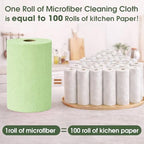 Reusable Microfiber Cleaning Cloth Roll - 100 Pack, 12"x12" Washable Tear-Away Paper Towels, Lint-Free & Streak-Free Rags for Kitchen, Glass, Cars, Electronics, Workshop and Garage(Bean Green) - Image 3