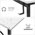 Lufeiya Computer Desk White Writing Table for Small Spaces Home Office 39 Inch Modern Study PC Desk with Storage Bag Hook, White Black - Image 4
