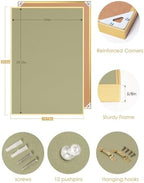 Fabric Bulletin Board 30x20 inches, Golden Aluminum Framed Wall Pin Board - Image 3