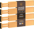 4-Pack Bamboo Drawer Dividers - 2.6 Inches High, Adjustable 12 to 17 Inches Expandable Drawer Organizer Dresser Separator for Clothes, Utensils, Bedroom, Bathroom, Kitchen, Office Storage Organization by Bamb%C3%BCsi