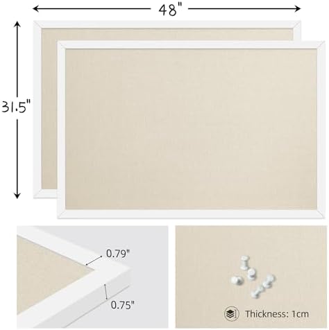 31.5"x48" White Framed Natural Wood Tone Bulletin Board, Pin Board - Image 3