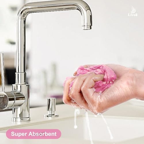LIVOS Microfiber Cleaning Cloth Roll - 80 Pack, Reusable Paper Towels Pink Tear Away, Microfiber Towels for Cars, Super Absorbent Lint Free Cleaning Rags for House, Kitchen, Window-11.5"x11.5" - Image 6
