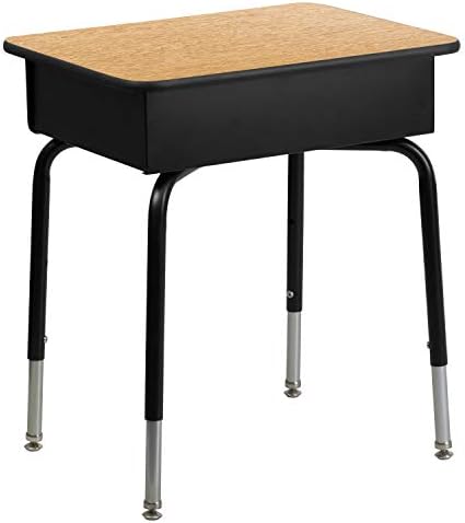 Flash Furniture Metal Student Desk with Open Book Box, Natural by FlashFurniture