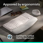 Logitech Wave Keys Ergonomic Wireless Keyboard with Palm Rest - Off White - Image 5