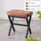 Foot Stool Small Ottoman Foot Rest Padded Foot Stool Desk for Under Office Desk Vanity Stool Bamboo Footstool Sofa Footrest Shoe Stool Small Foot Stools (Black Legs + Reddish Brown) - Image 6