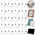Eaasty 24 Pack Book Stand, Adjustable Plate Holders, 3.54'' X 5.12'' Picture Stands for Display, Metal Easels for Tables Photos Frames Comics Books (White) by Eaasty