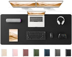 YSAGi 55" x 17" Large PU Leather Desk Mat for Keyboard and Mouse - Waterproof Non-Slip Desk Pad Protector for Office, Home, Writing Desk, Black by YSAGi