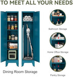 COFaR Tall Bathroom Cabinet, Metal Farmhouse Narrow Slim Storage Cabinet with Adjustable Shelves Barn Door for Bathrooms, Kitchens, Entrances Living Room (Blue) - Image 4