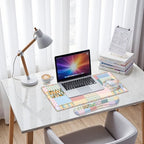Girlcore Patchwork Desk Mat Set Pink Pastel Plaid Floral Large Mouse Pad with Wrist Rest 4in1 Desk Mat for Desktop Ergonomic Computer Desk Arm Wrist Anti-Slip Computer Mouse Pad Home Office Gaming - Image 7