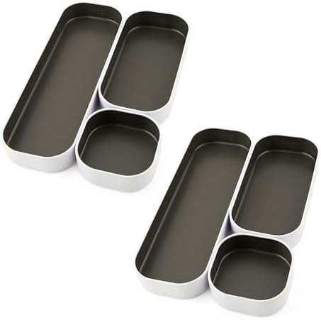 Three by Three Seattle Metal Stacking Bins Drawer Organizer, 6-Pc (Gray) - Image 5