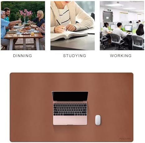 MAIDERN 40” x 24” Leather Desk Pad, Reversible Large Desk Mat, Cork & Leather Large Mouse pad for Desk, Waterproof Computer Desk Pad for Gaming Home Office (Brown) - Image 4