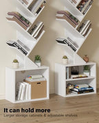 SUNMORY 6 Tier Tree Bookshelf, Tall Small Bookcase with Storage Cabinet - Image 4