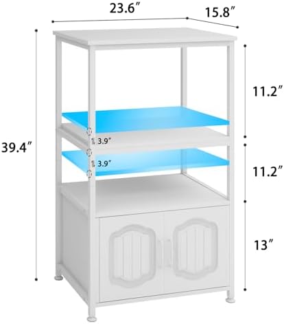 Natwind 4 Tier Printer Stand, File Cabinet w/Adjustable Open Shelves,White - Image 2