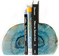 JIC Gem Teal Agate Geode Bookends Anti-Slip Rubber Bumpers 1 Pair 2-3 Lbs by JICGem%C2%AE