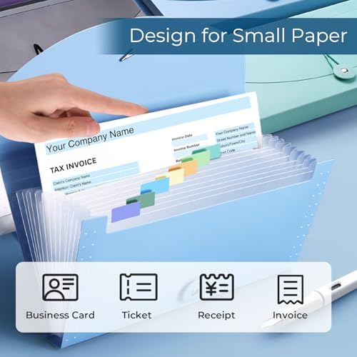 Y YOMA 8 Pack Coupon Organizer with 13 Pocket | Plastic Travel-Friendly Accordion Receipt Holder 10” x5.5” Expanding Folder for Small Bill Business Cards Tax Item Ticket, Pastel Design - Image 2