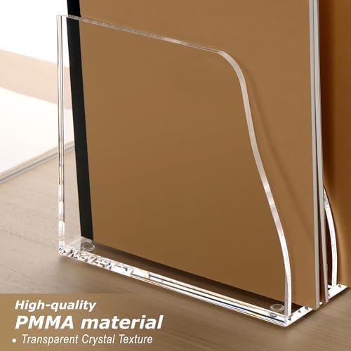 SANRUI Acrylic Desk File Organizer, Clear Magazine File Holder 6 Slot - Image 7