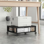 Zonon 2 Tier Printer Stand Under Desk with Wheels, Open Shelf Style, Black by Zonon