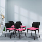 Office Stacking Chair Cushions 4 Pack, Corduroy High Density Foam Kitchen Seat Cushions with Ties, Square 17" x 17" Indoor Non-Slip Dining Chair Pads, Pink, 4pcs - Image 2