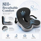 Lumbar Support Pillow for Office Chair, L-Shaped Memory Foam Seat Cushion with Back Support, Ergonomic Office Chair Cushion with Breathable Washable Cover, Non-Slip Base (Black) - Image 3