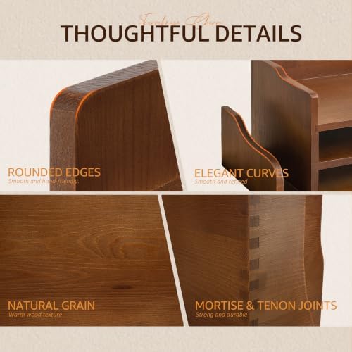 Wood Desk Organizer: File Organizer with 3-Tier Shelf and Side Slots, Brown - Image 6